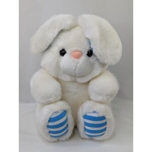 White Rabbit Plush Blue Stripes 9 Inch A&A Stuffed Animal Toy